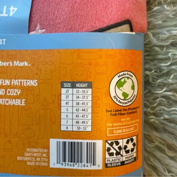 Member's Mark 4-Piece Fleece Pajama Set - Cream and Pink 2 pack - Picture 3 of 3